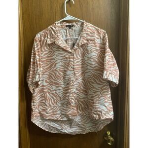 Velvet Heart Zebra Print Button Down‎ Shirt Top Women's Medium